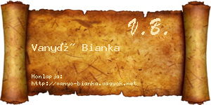 Vanyó Bianka névjegykártya